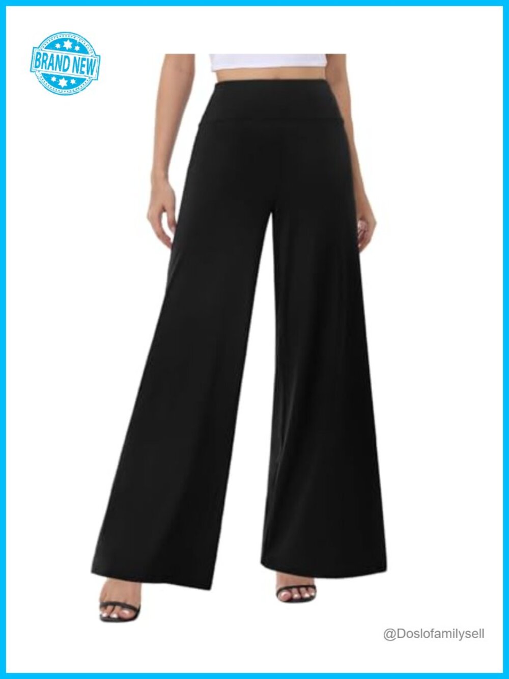 Palazzo Wide Leg High Waist Flowy Stretchy Lounge Trousers Pull On